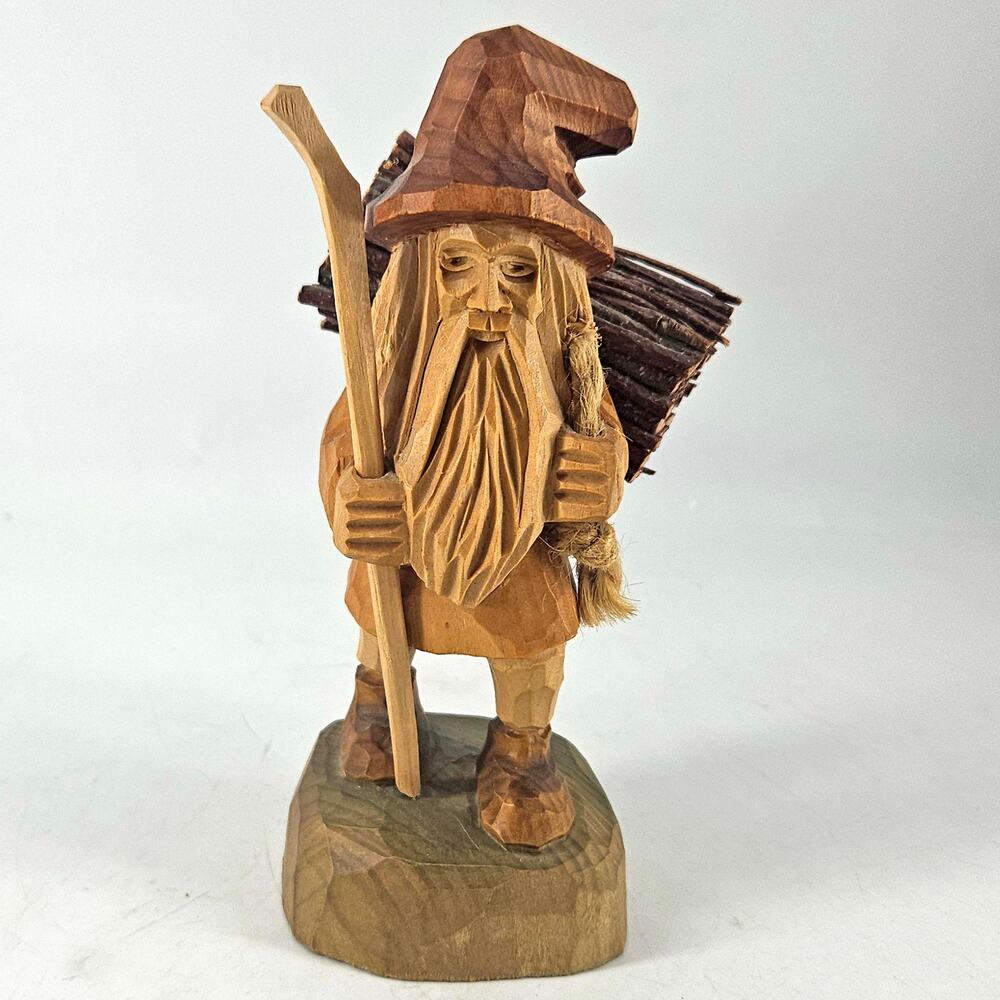 Vintage hand carved wood wooden black forest Rübezahl old man figurine